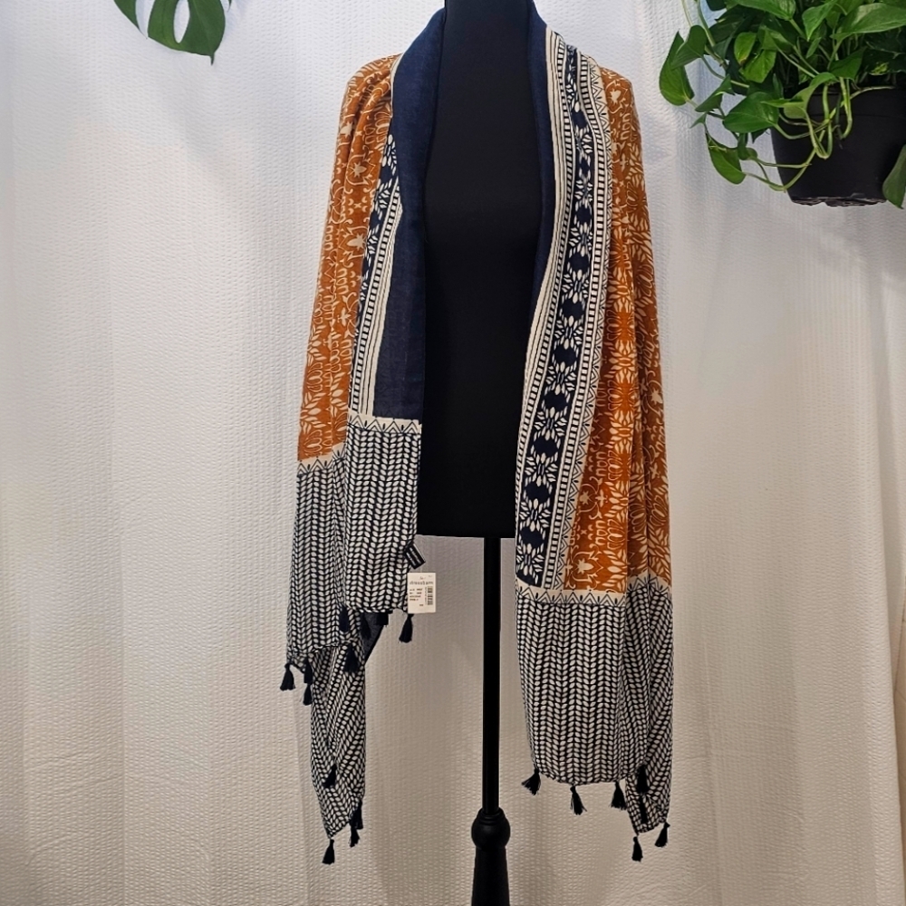 Dressbarn Bohemian Multicolor Scarf with Tassels